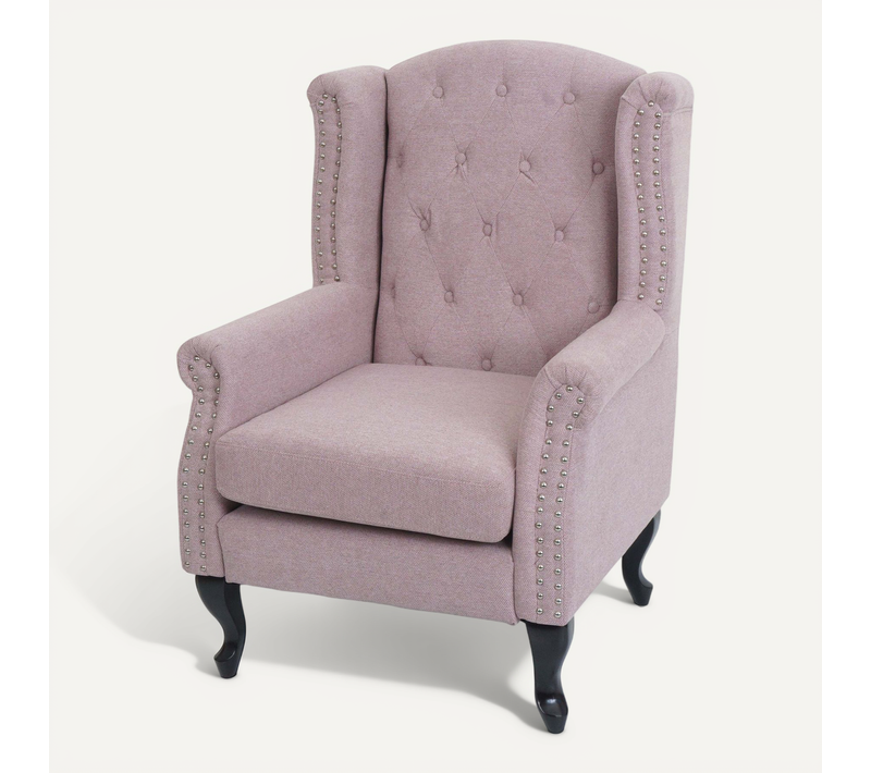Fauteuil Chesterfield Rose Clair Sans Ottomane