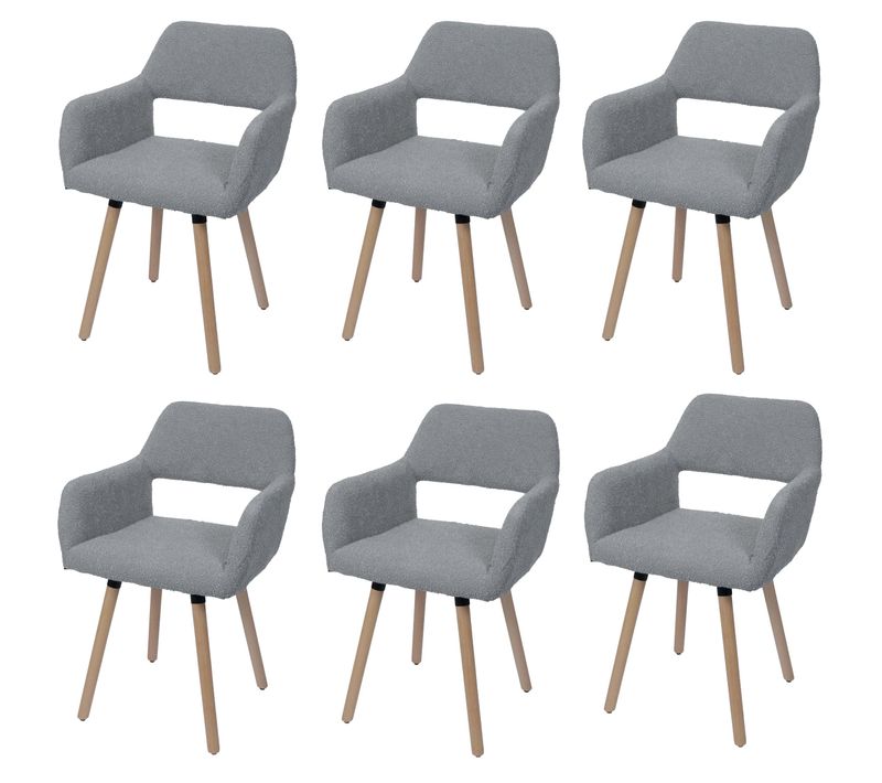 Lot De 6 Chaises De Salle à Manger Hwc-a50 Ii Bouclé (450g/m²) Mvg Gris