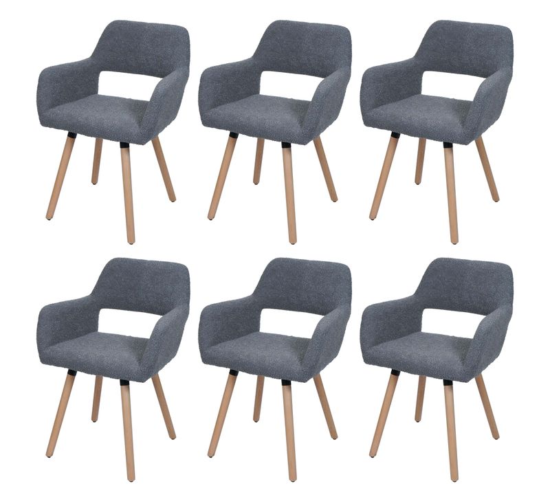 Lot De 6 Chaises De Salle à Manger Hwc-a50 Ii Bouclé (450g/m²) Mvg Gris Foncé