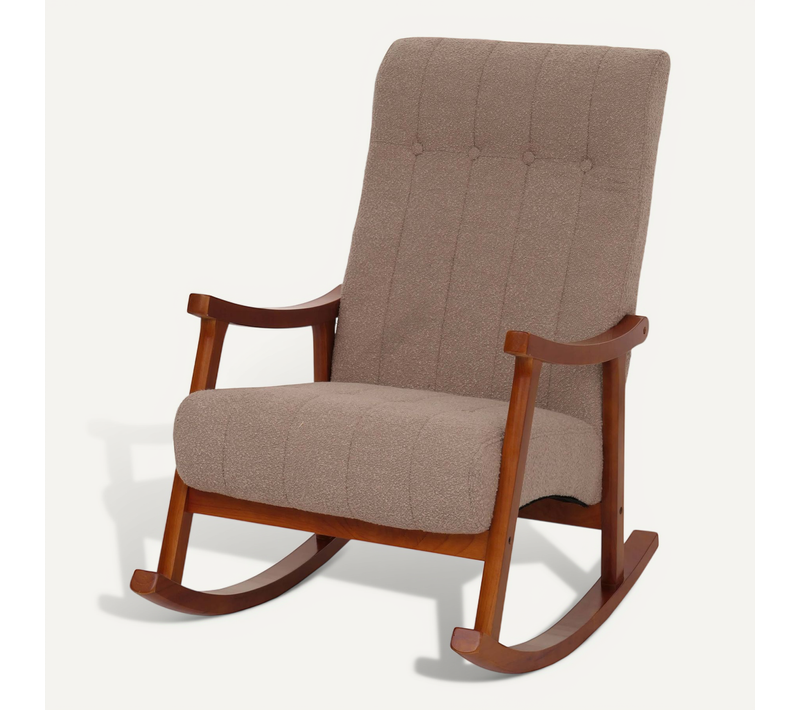 Fauteuil à Bascule Hwc-k10 Taupe, Piètement Aspect Noyer
