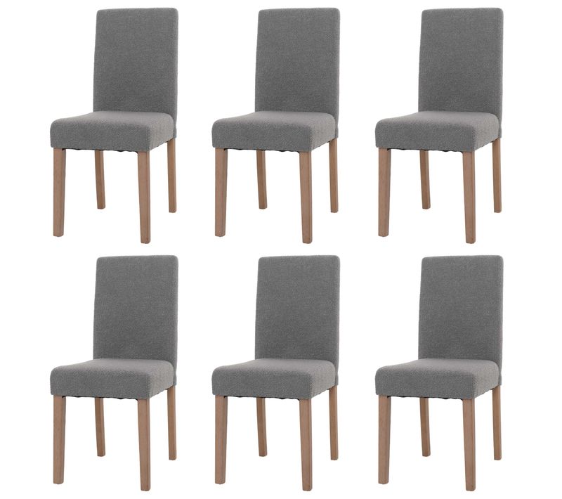 Lot De 6 Chaises De Salle à Manger Littau Grises, Pieds Couleur Naturelle