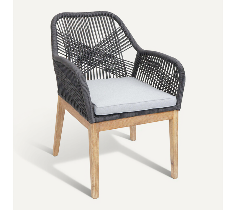 Chaise De Jardin Hwc-h56b Gris Foncé Coussin Gris Clair