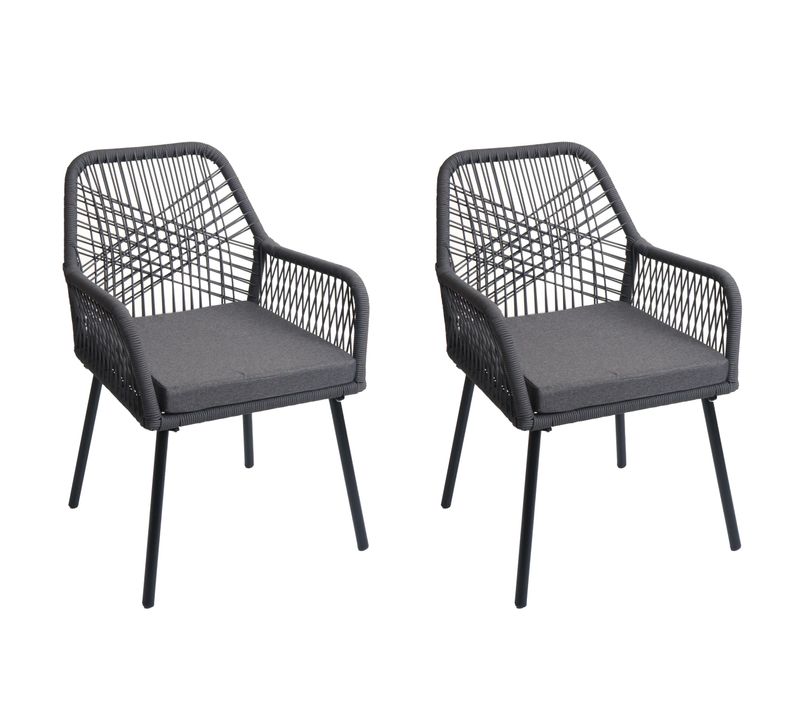 Lot De 2 Chaises De Jardin Hwc-o12 Anthracite, Tissu Gris Foncé