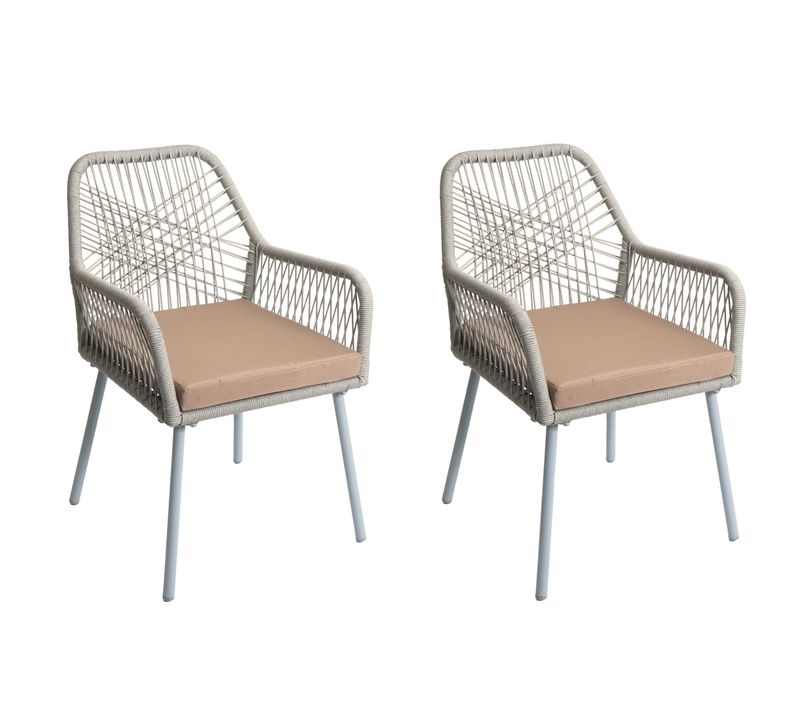 Lot De 2 Chaises De Jardin Hwc-o12 Gris Clair, Tissu Taupe