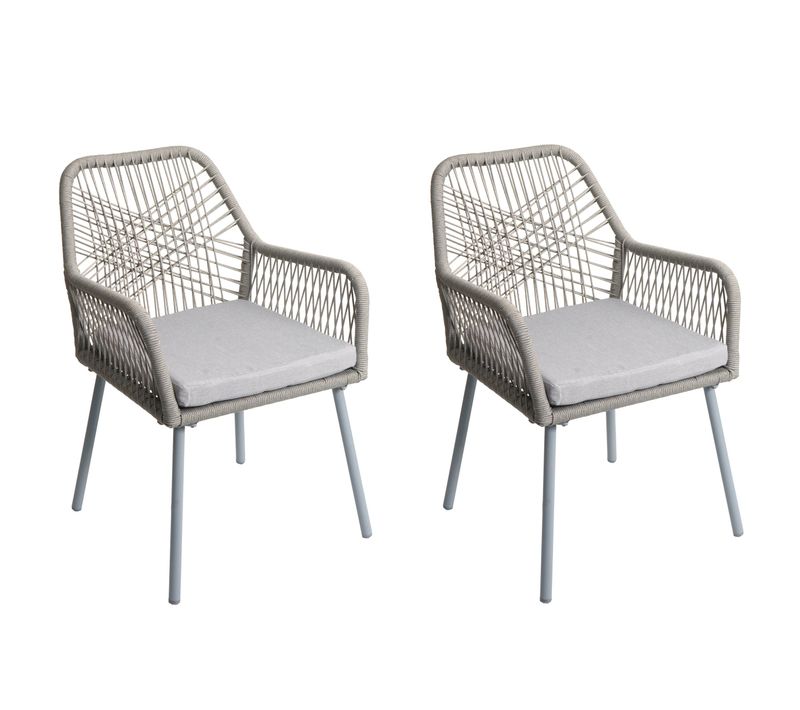 Lot De 2 Chaises De Jardin Hwc-o12 Gris Clair, Tissu Gris Clair