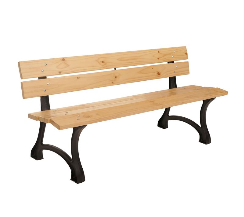 Banc De Jardin Hwc-o20 Fonte Bois Pin Certifié Mvg, 170cm Brun Clair