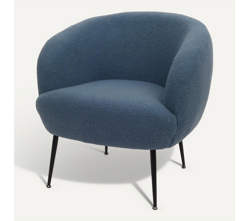 Fauteuil Lounge Hwc-o37 Bouclé Métal Mvg Bleu