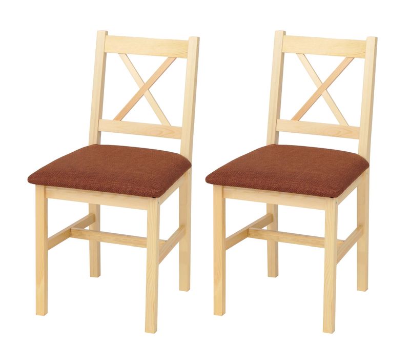 Lot De 2 Chaises De Salle à Manger Hwc-f77 Naturel, Rembourrage Terre-cuite