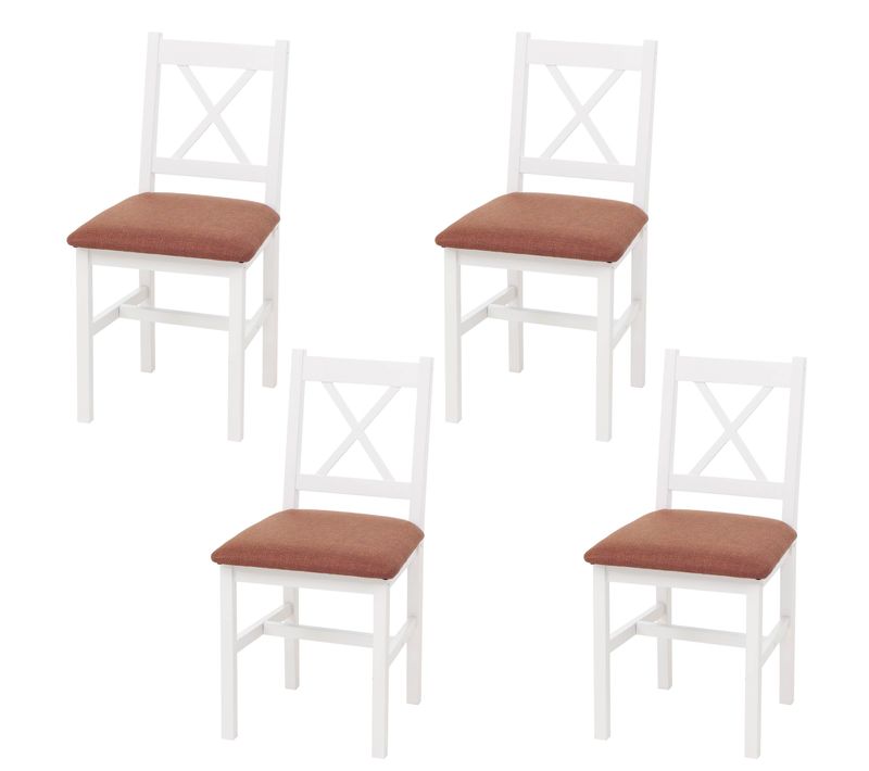 Lot De 4 Chaises De Salle à Manger Hwc-f77 Blanches, Rembourrage Terre-cuite