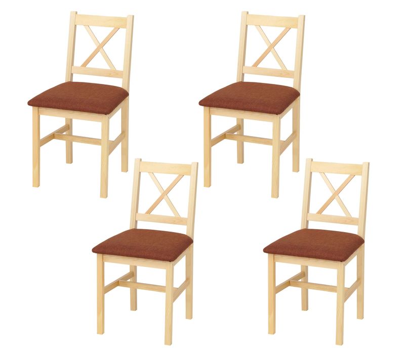 Lot De 4 Chaises De Salle à Manger Hwc-f77 Naturel, Rembourrage Terre-cuite