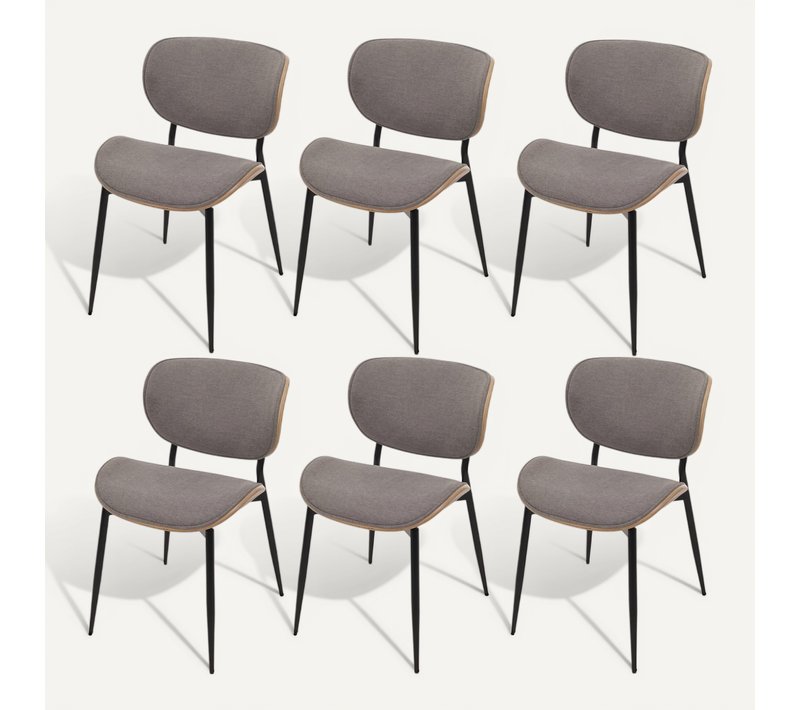 Lot De 6 Chaises De Salle à Manger Hwc-o45 (370g/m²) Naturel, Gris Clair