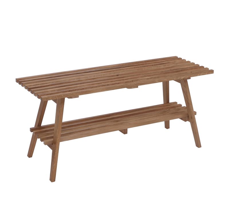 Banc De Vestiaire Hwc-p56 45x100x35cm, Bois Massif Chêne