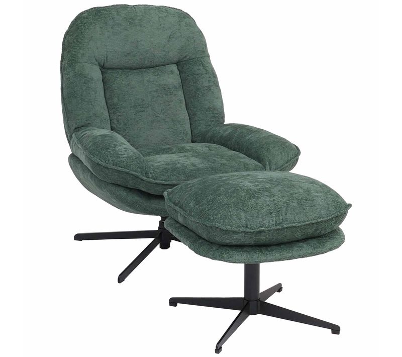 Fauteuil Relax Avec Repose-pieds Hwc-p32 Chenille (370 G/m²) Vert