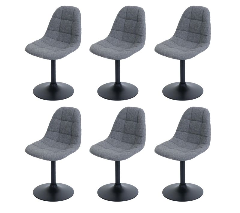 Lot De 6 Chaises De Salle à Manger Hwc-a60 Bouclé (450g/m²) Gris Foncé