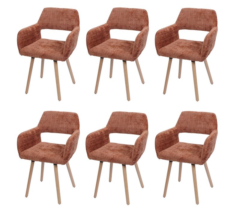 Lot De 6 Chaises De Salle à Manger Hwc-a50 Ii Chenille (465g/m²) Mvg Terre Cuite
