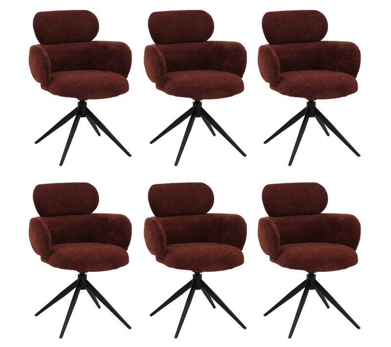 Lot De 6 Chaises De Salle à Manger Hwc-o77 (310 G/m²) Chenille Rouge-brun