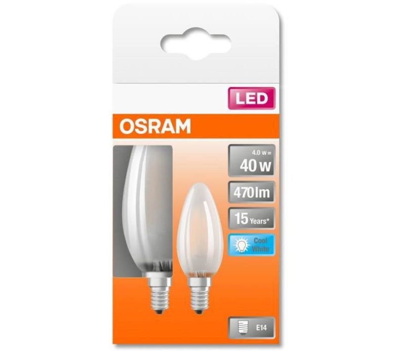 Boite De 2 Ampoules LED Flamme Verre Dépoli - 4w Équivalent 40w E14 - Blanc Froid