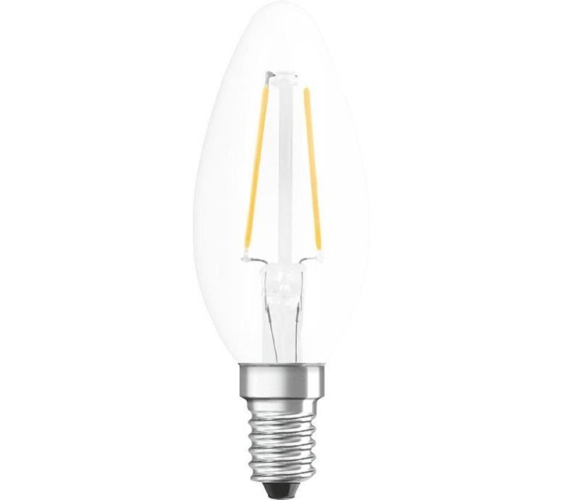 Ampoule LED Flamme Clair Filament - 2,5 W = 25 W - E14 - Blanc Chaud