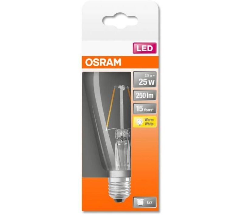 Ampoule LED Edison Clair Filament - 2,5w Équivalent 25w E27 - Blanc Chaud