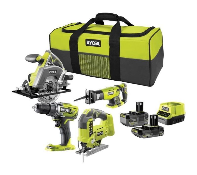 Pack 4 Outils Sans Fil One+ Rck184c-242s - Perceuse - Scies Circulaire, Sauteuse, Sabre
