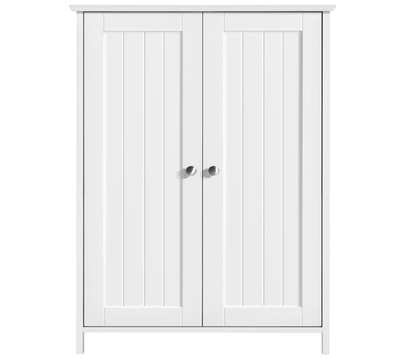 Meuble De Salle De Bain Blanc Placard De Rangement 2 Portes 2 Étagères Réglables