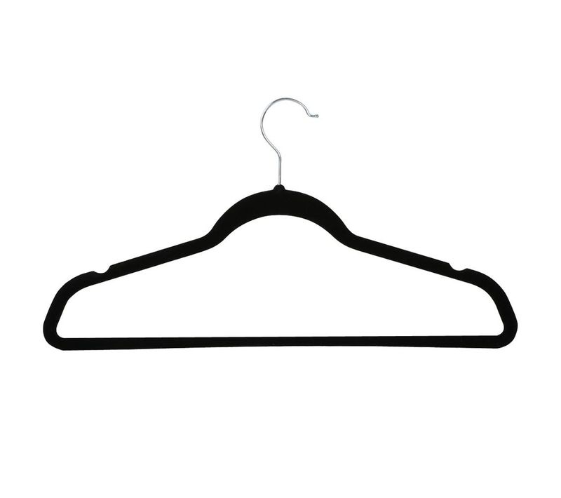 Lot De 50 Cintres En Velours Antidérapant Avec Crochets Pivotants à 360°, Noir