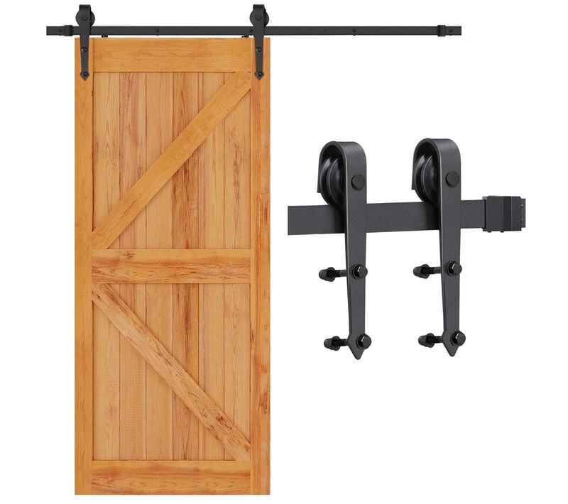 Quincaillerie Kit De Rail Pour Porte Coulissante Système De Rail Apparent à Simple Ventail, Noir