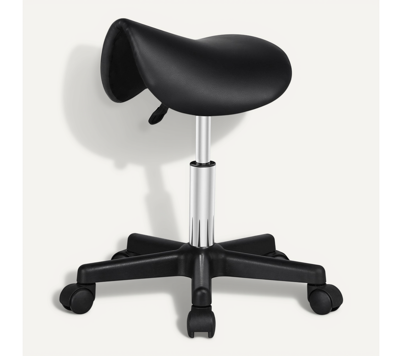 Tabouret de Bureau Chaise dactylo à Roulettes Réglable En Hauteur Pony En Similicuir, Noir