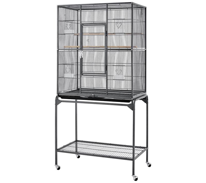Cage Pour Oiseaux Cage Pour Perroquet Avec Support Roulant Pour Perruche Calopsitte, Noir