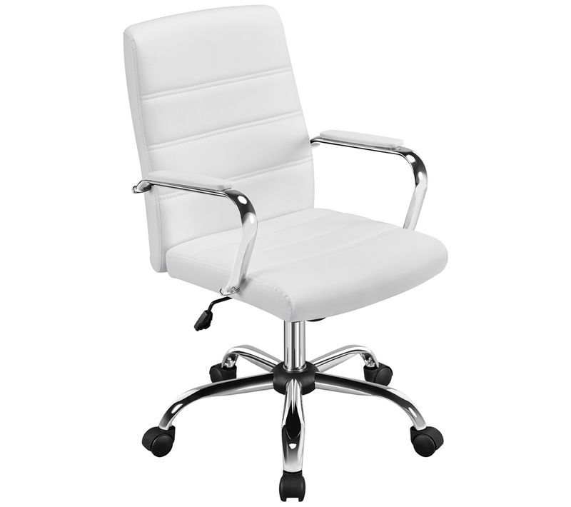 Chaise De Bureau Ergonomique Fauteuil De Bureau En Similicuir Chaise Réglable En Hauteur Blanc