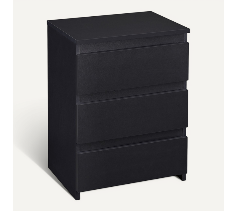 Table De Chevet Verticale à 3 Tiroirs Commode Simple De Grande Capacité, Noir
