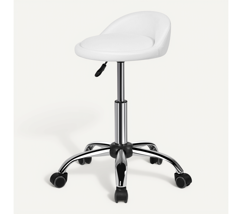 Tabouret De Bar/Bureau Chaise dactylo Pivotant En Similicuir Réglable En Hauteur, Blanc