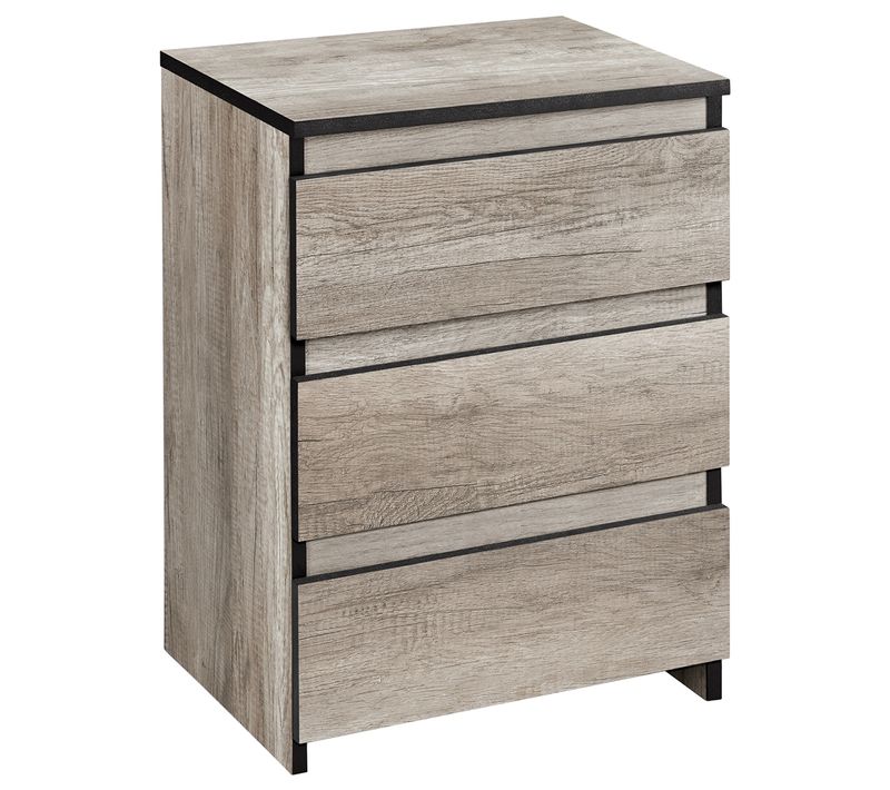 Table De Chevet Verticale à 3 Tiroirs Commode Simple De Grande Capacité, Gris