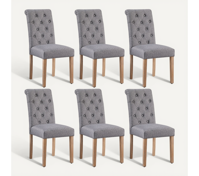 Lot De 6 Chaises De Salle à Manger Haut Dossier Revêtement Pieds En Bois Gris Foncé