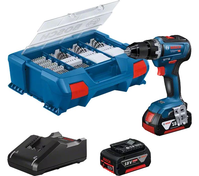 Perceuse Visseuse 18v Gsr 18v-55 + 2 Batteries 4ah + Chargeur + Coffret L-case Pick et Click - Bosch