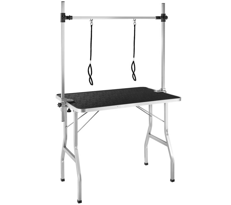 Table De Toilettage Avec Potence Réglable En Hauteur Et 2 Sangles Pliable Noir/gris