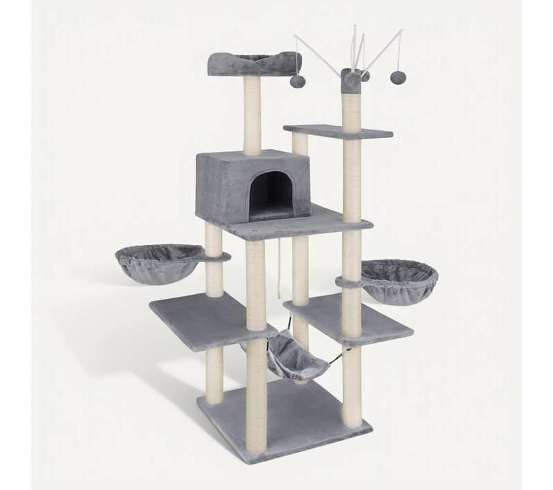 1 Arbre À Chat Lilou En Sisal, Mdf Gris