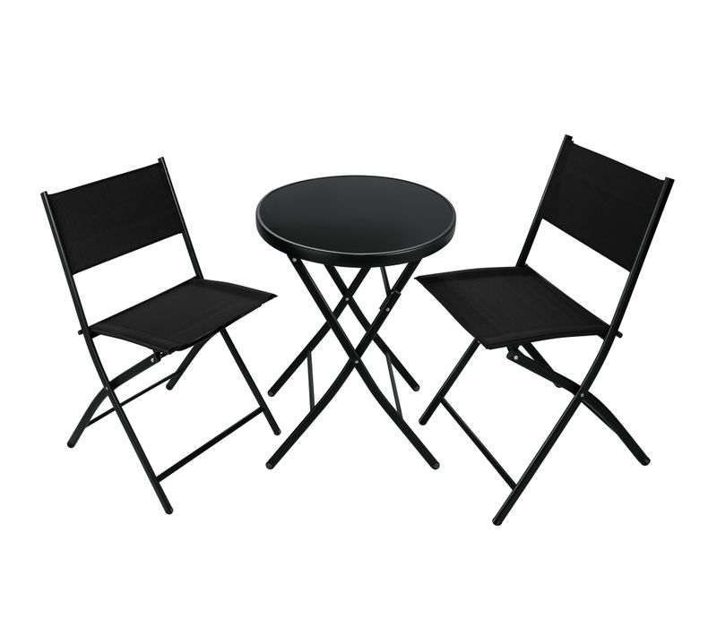 Ensemble Table Et Chaises De Jardin Bistrot Noir  45.5 X 58 X 81 Cm