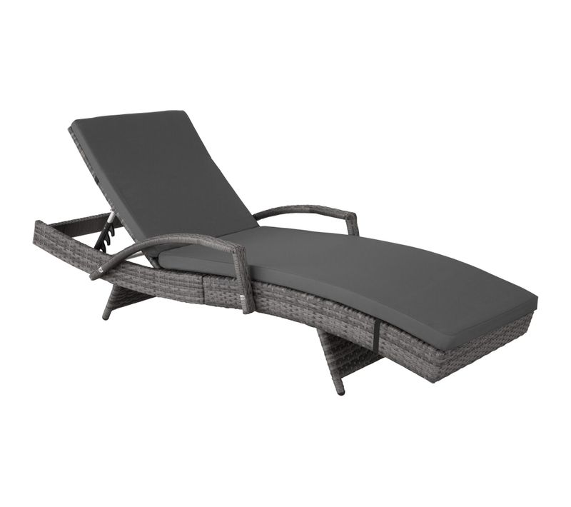 Chaise Longue En Rotin Et Aluminium Océane En Résine Tressée, Aluminium Gris