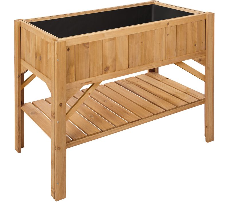 Carré Potager De Jardin Sur Pied Surélevé En Bois Avec Étagère Marron