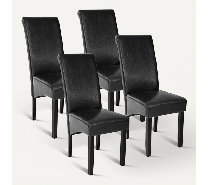 Lot De 4 Chaise De Salle À Manger En Matière Synthétique Noir