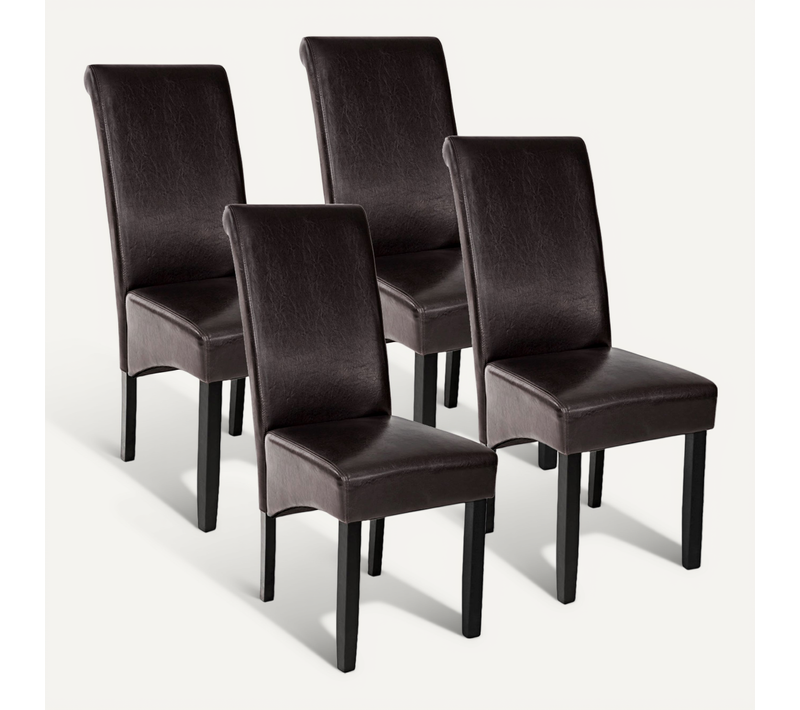 Lot De 4 Chaise De Salle À Manger En Matière Synthétique Marron