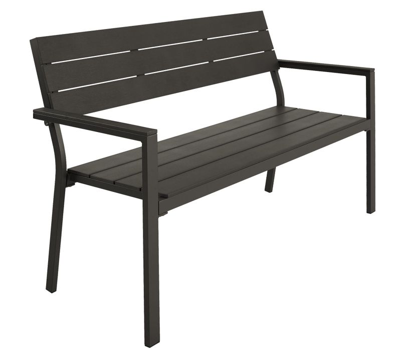 Banc De Jardin 2 Places Aluminium Résistant Intempéries Gris Foncé