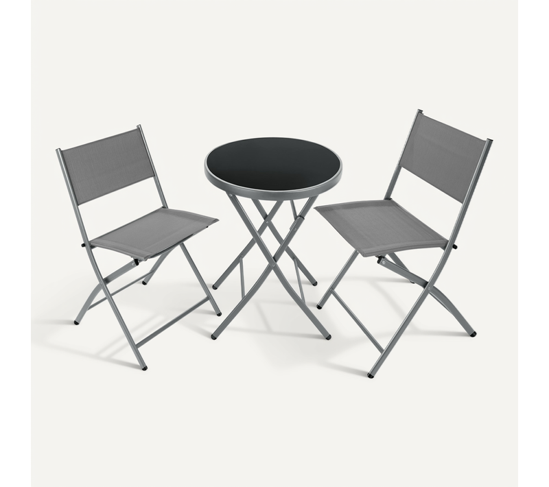 Ensemble Table Et Chaises De Jardin Bistrot Gris 45.5 X 58 X 81 Cm