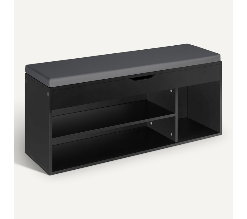 Banc à Chaussures Natalia En Bois Mdf Noir