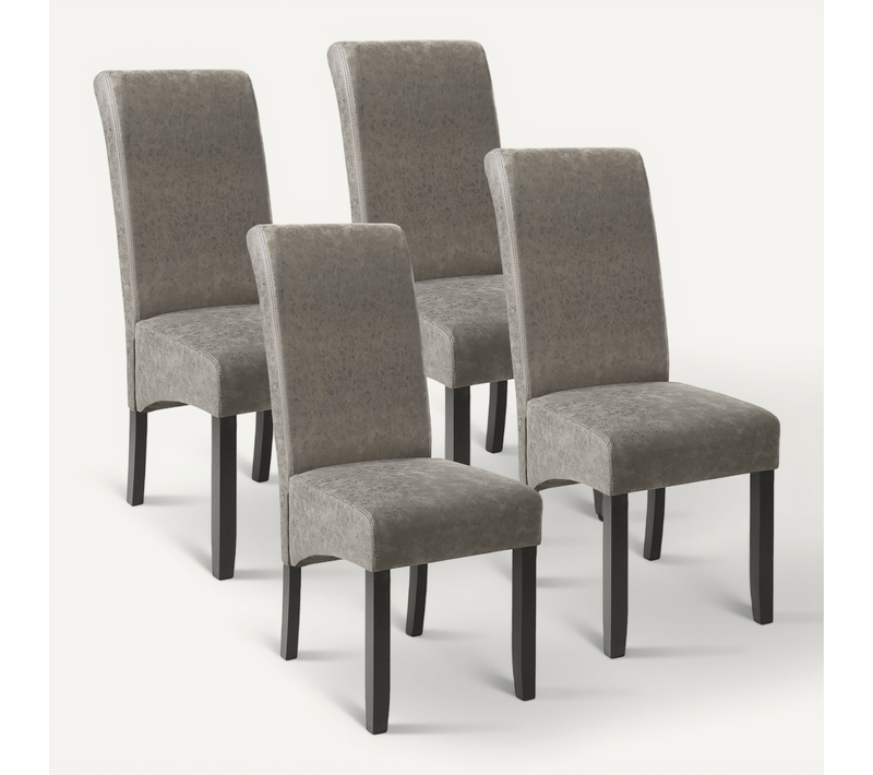 Lot De 4 Chaise De Salle À Manger En Matière Synthétique Gris Marbré