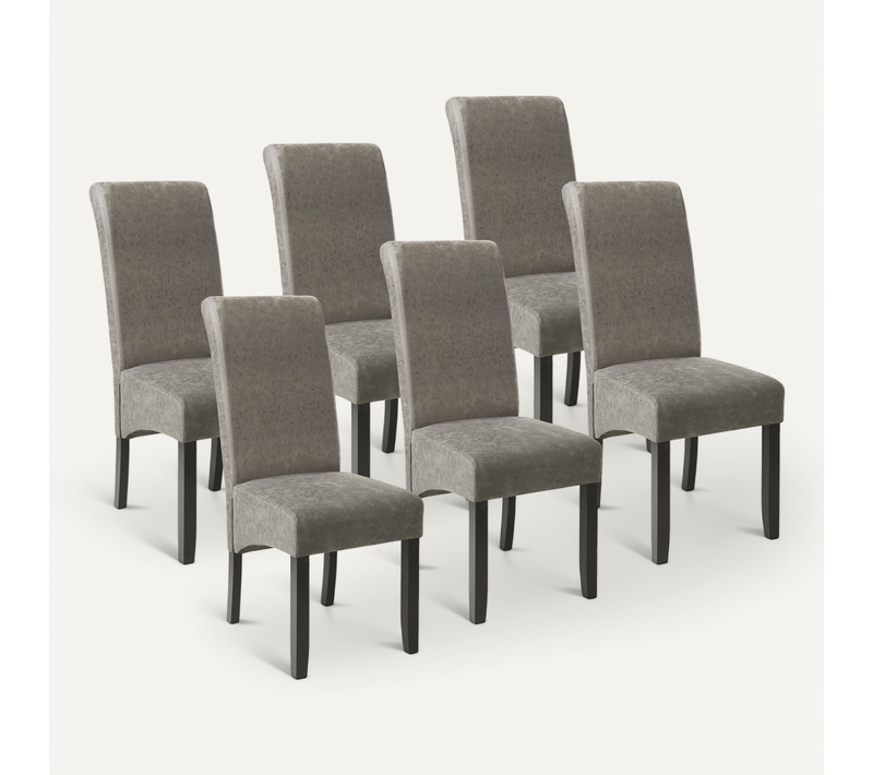 Lot De 6 Chaise De Salle À Manger En Matière Synthétique Gris Marbré
