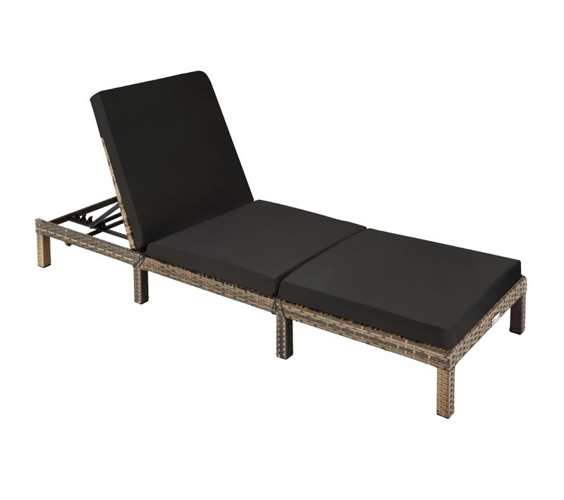 Bain De Soleil Transat Résine Tressée Acier Rembourrage Marron Naturel