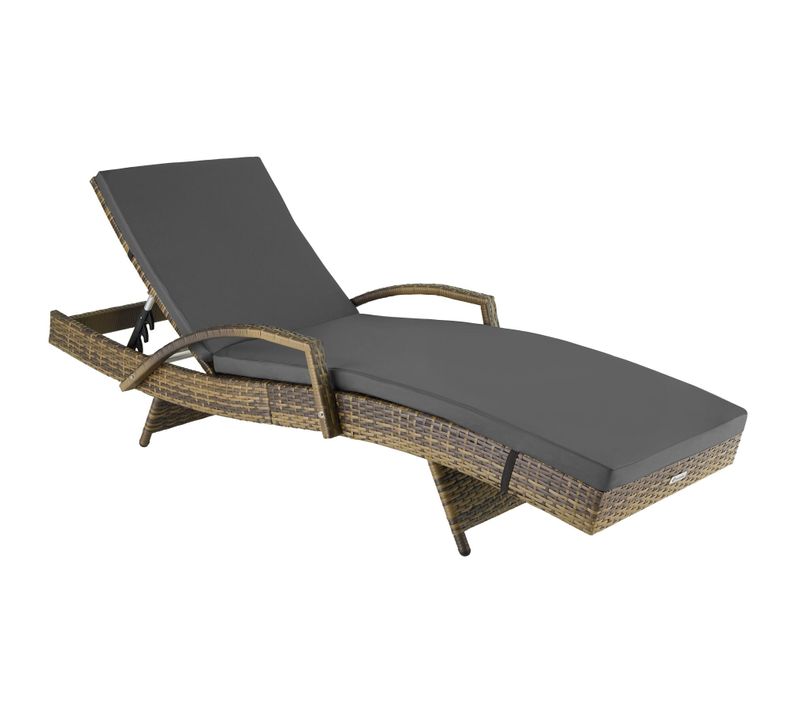 Bain De Soleil En Rotin Dossier Réglable 5 Positions Marron Naturel