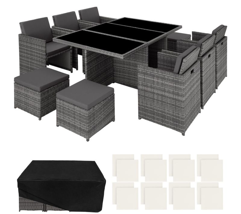Ensemble De Salon En Rotin Et Aluminium Gris  54 X 58 X 82 Cm